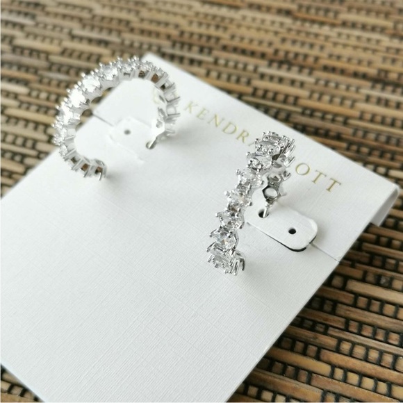 Kendra Scott Jewelry - Kendra Scott Cailin White Crystal Hoop Earrings in Silver